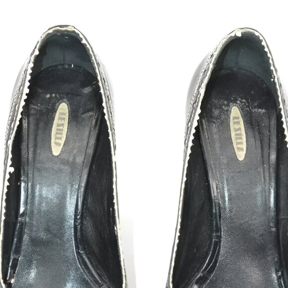 Le Silla Luxury Designer Black Leather Open Toe Crystal & Pearl Heels 38.5 8.5 - Picture 9 of 12